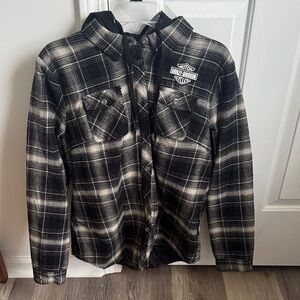 Harley-Davidson Black Plaid Hooded Shirt